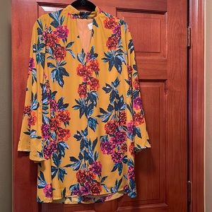 Floral slip dress with bell sleeves